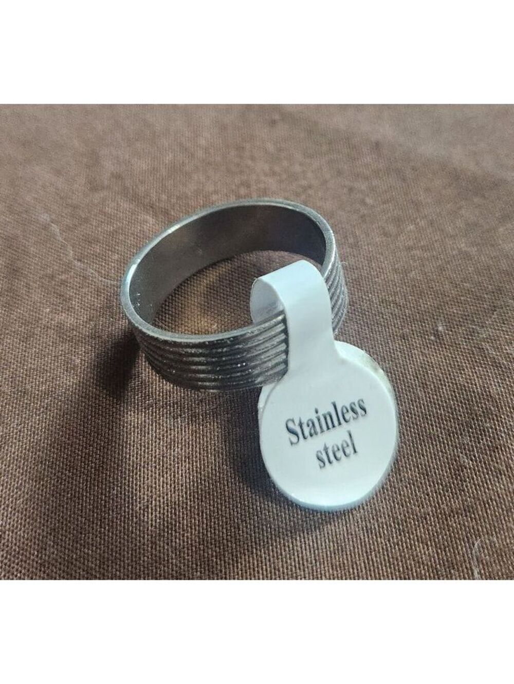 Stainless Steel Ring Size 20 with Ribbed Design